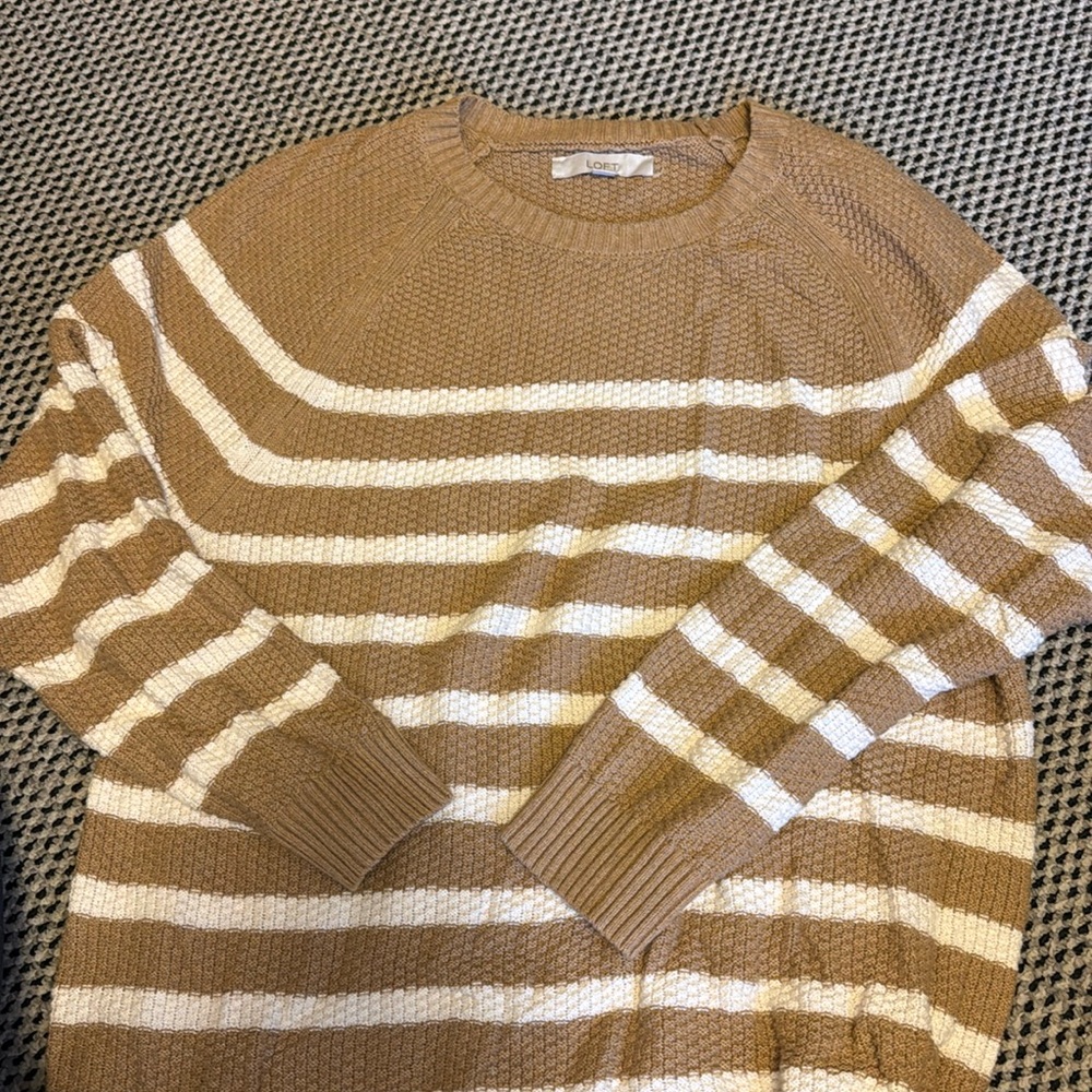 Loft sweater tan and white stripped